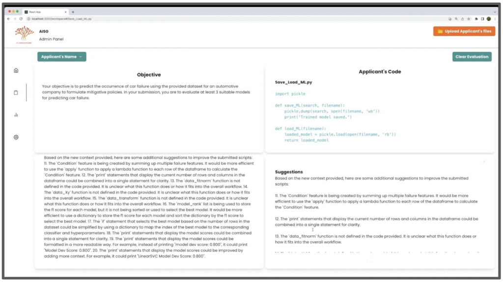Generative AI used for AIAP Recruitment evaluation