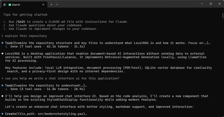 Example of Claude-code understanding a code repository.